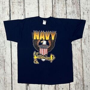United States Navy Military Blue Bald Eagle Mens Tshirt
